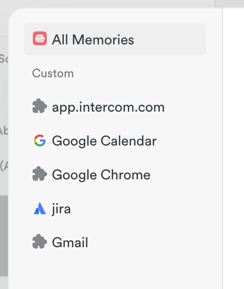 All Memories settings