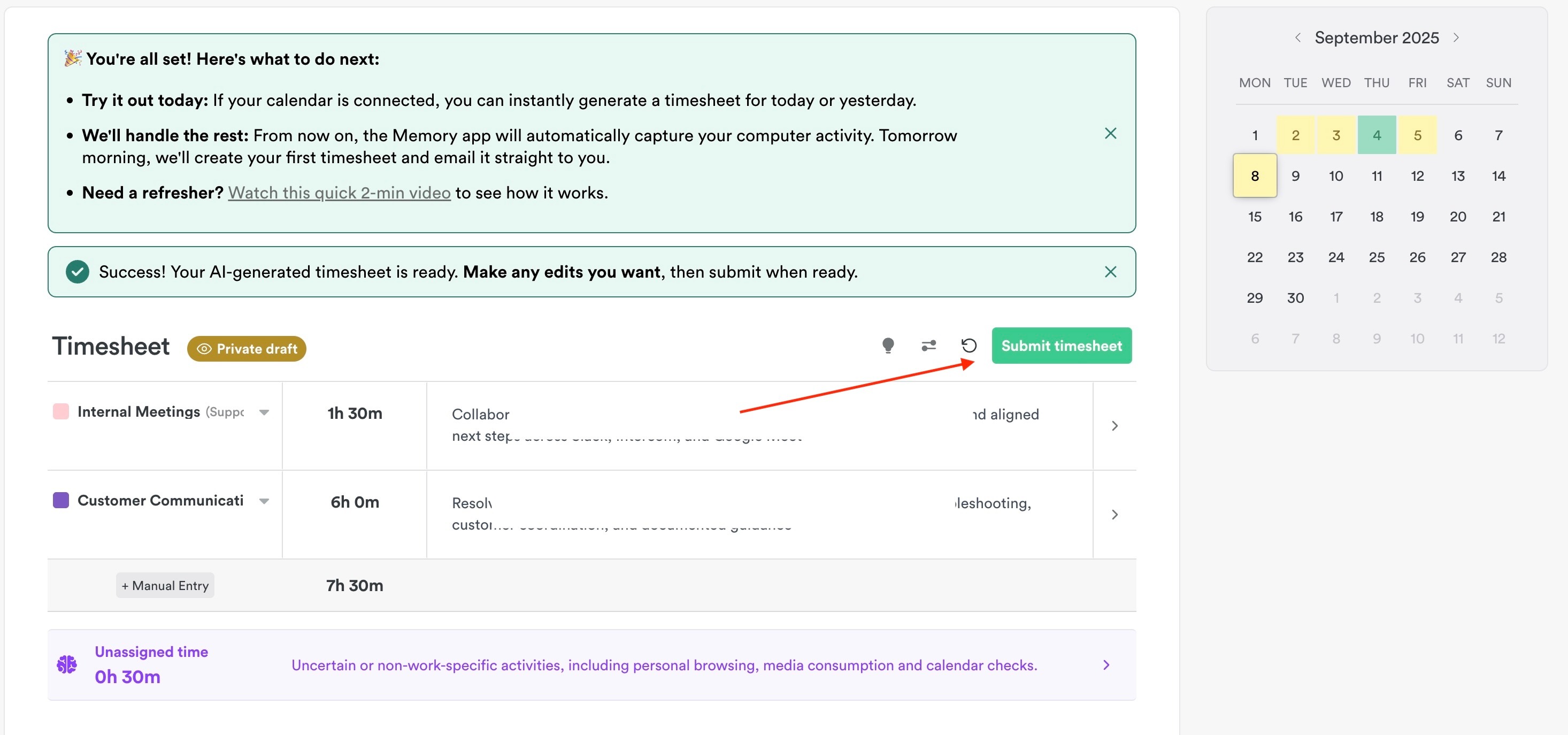 AutoSheet timesheet view