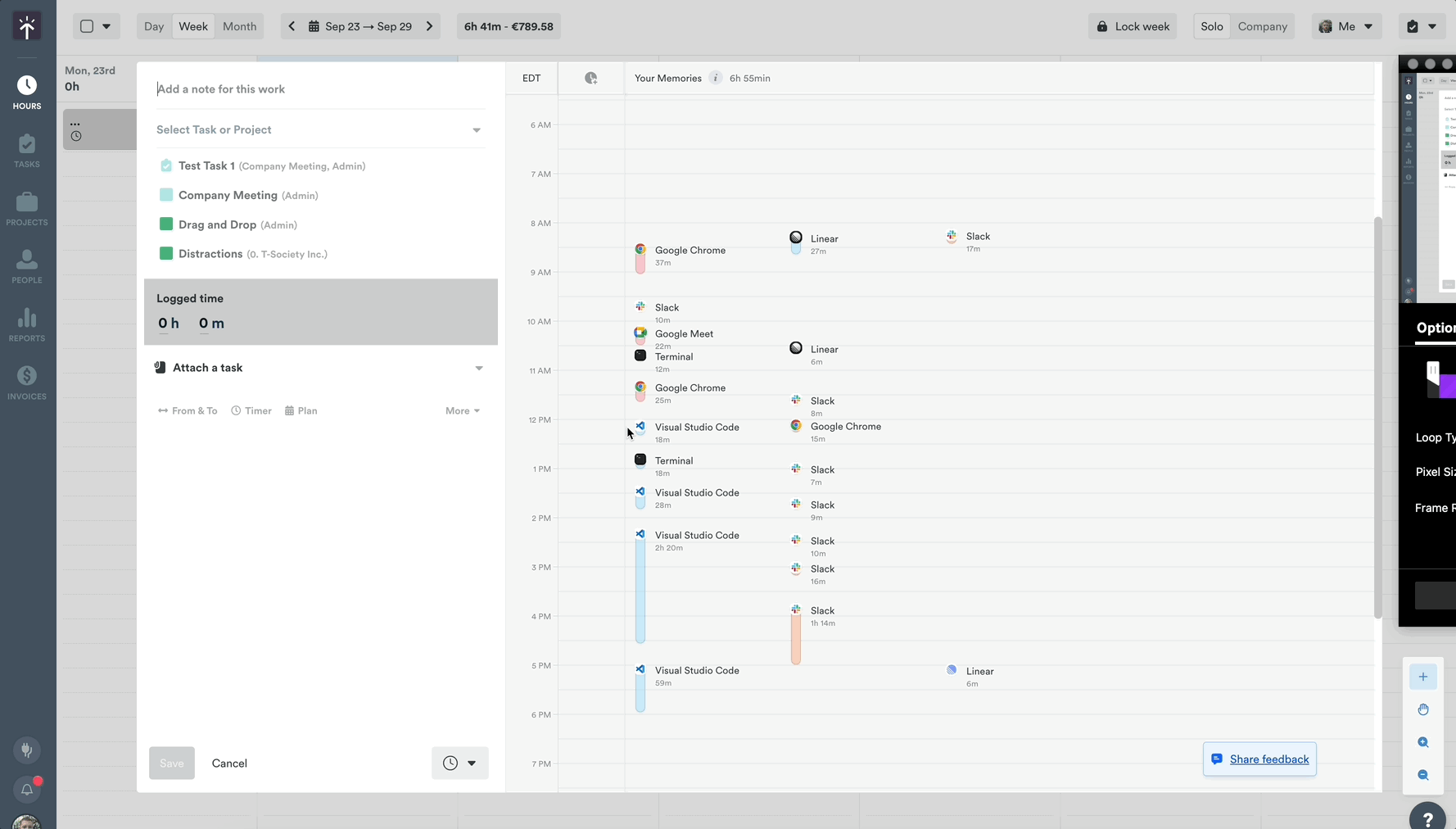 Drag to create entry on timeline