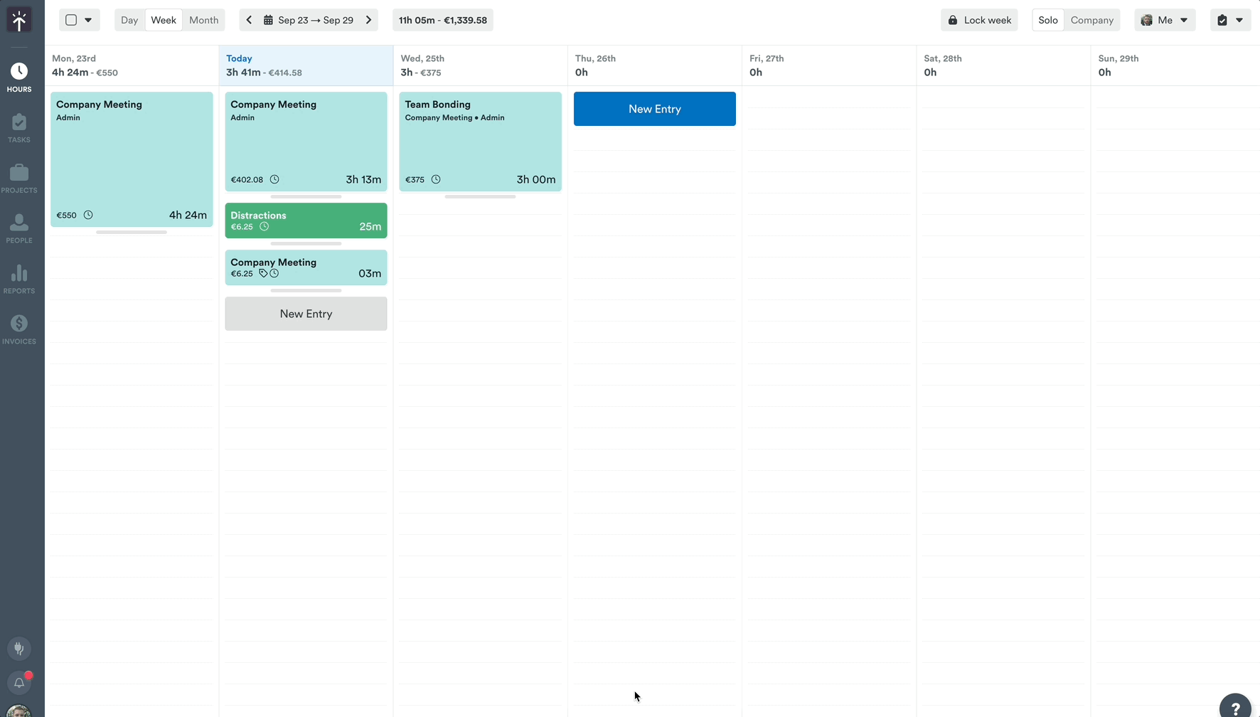 Editing a time entry