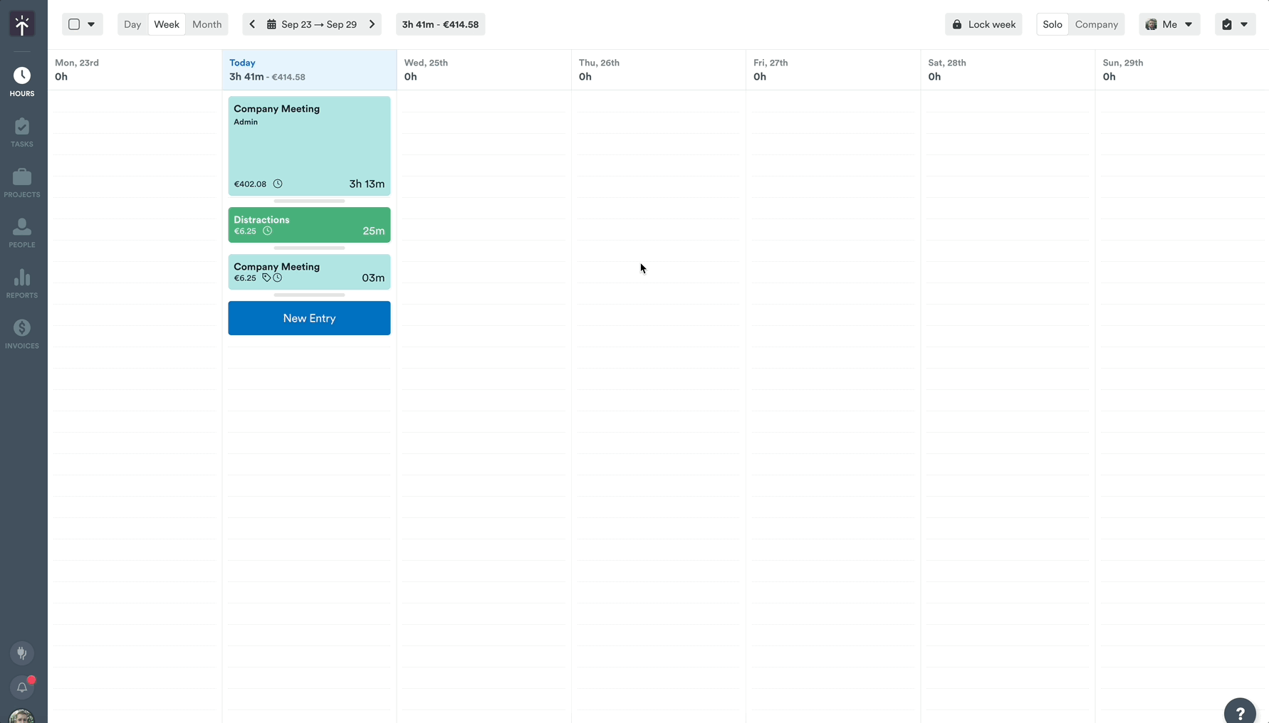 Creating a manual time entry