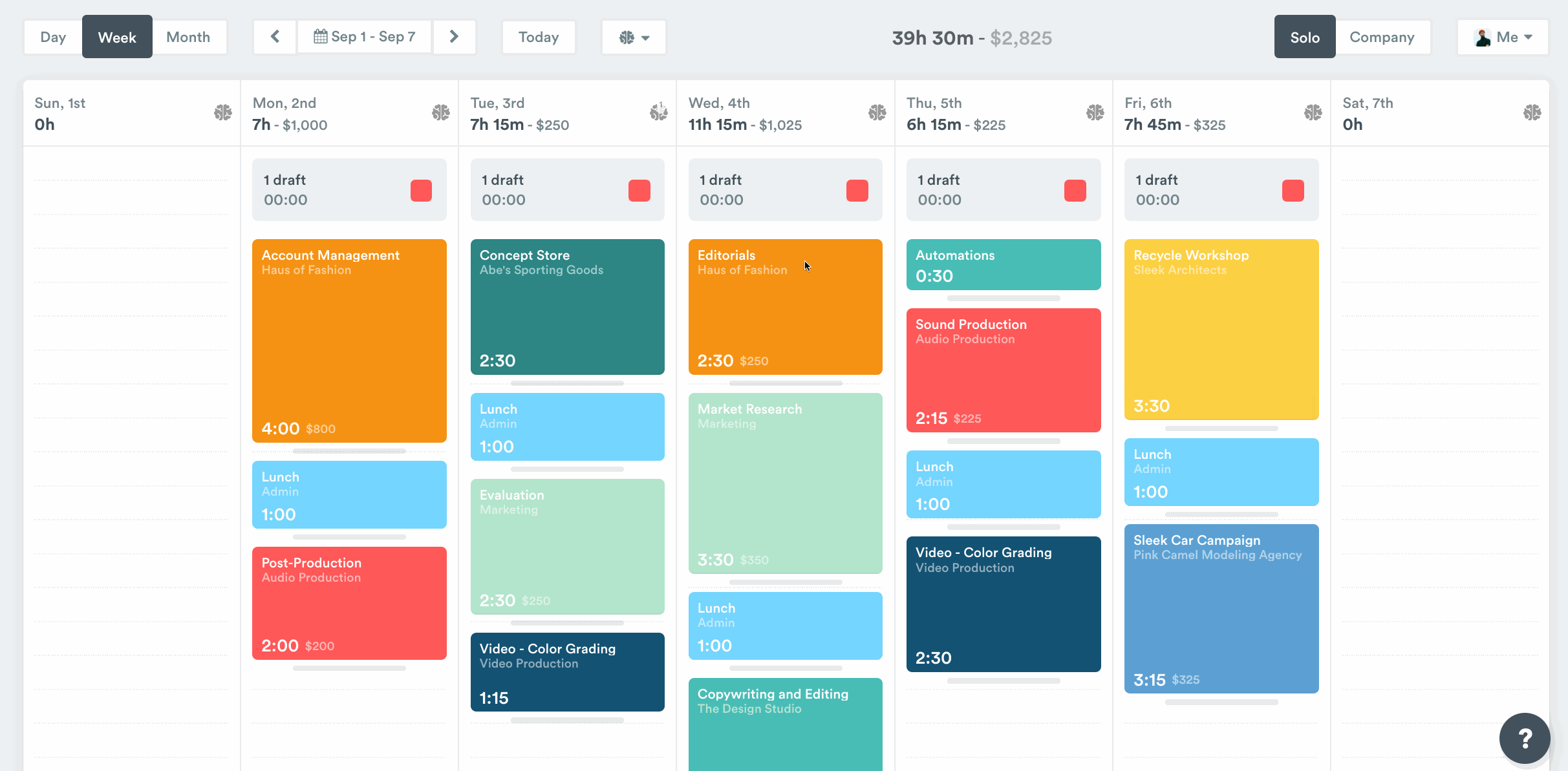 Scrolling through weeks and months