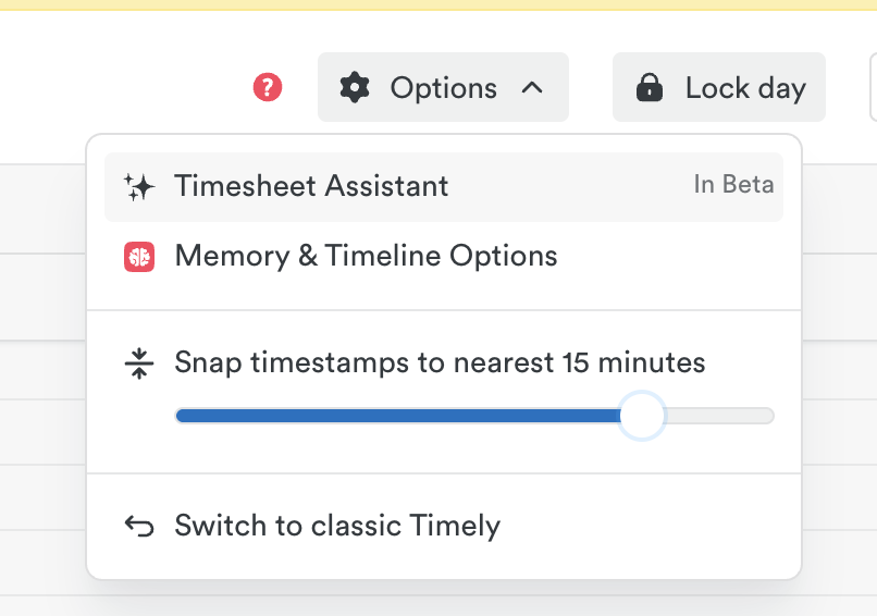 Classic experience options dropdown