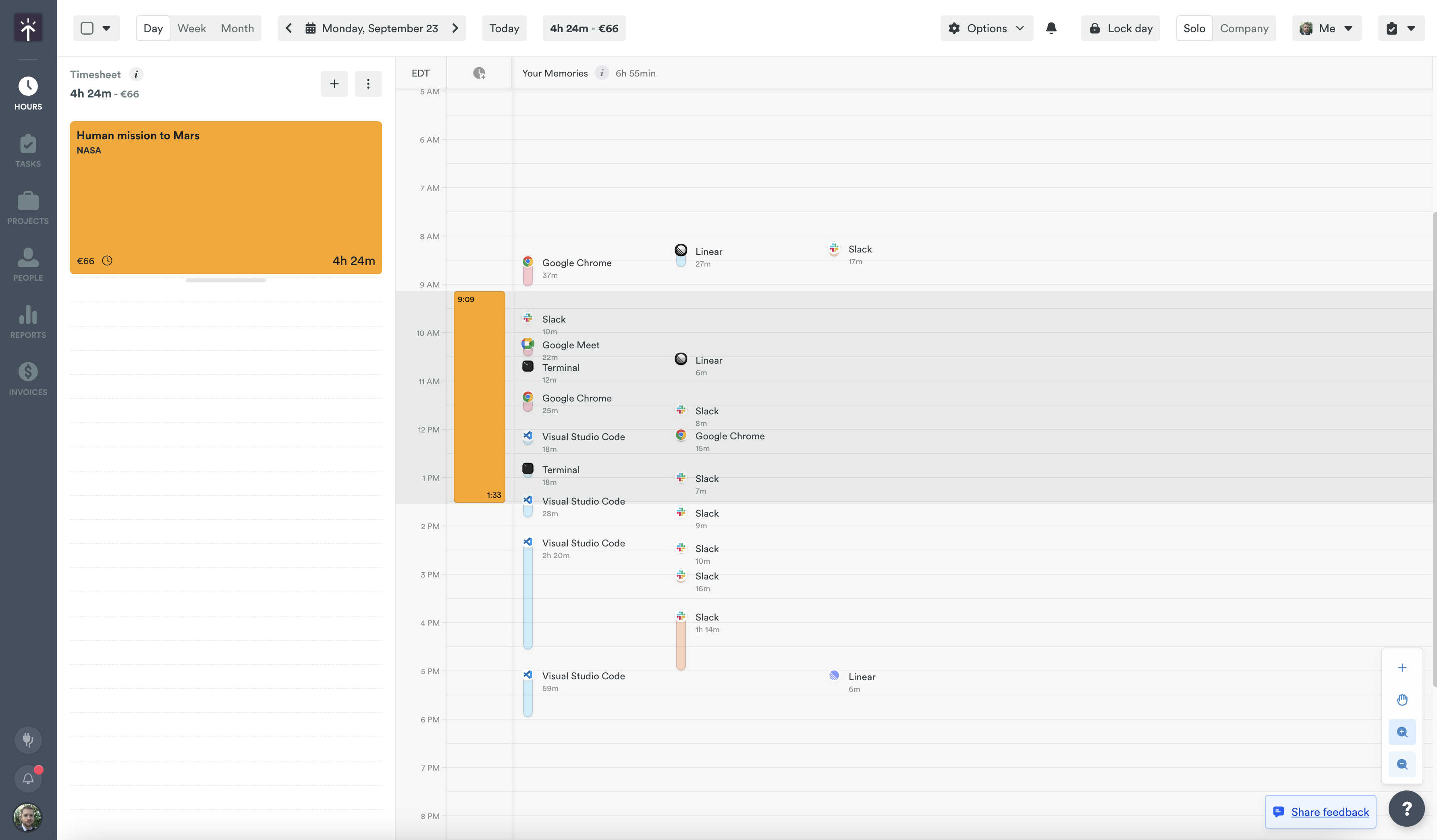 Timeline experience overview