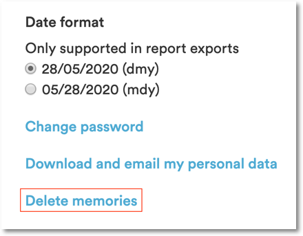 Delete memories option