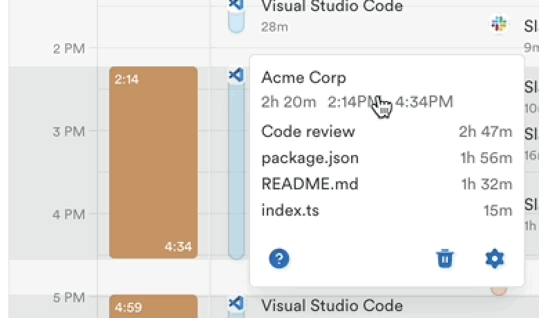 Memory details panel