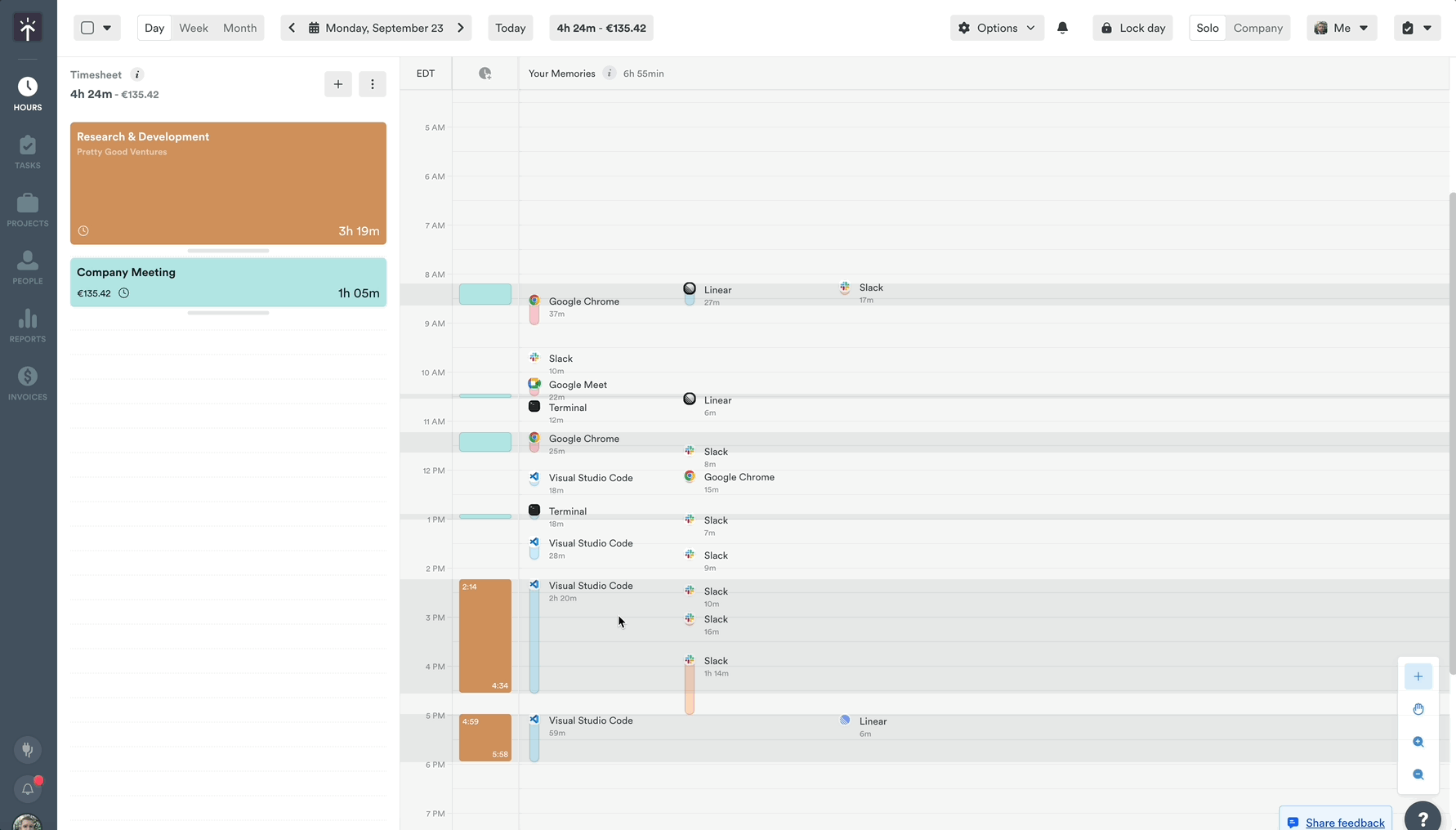 Exploring memories on the timeline