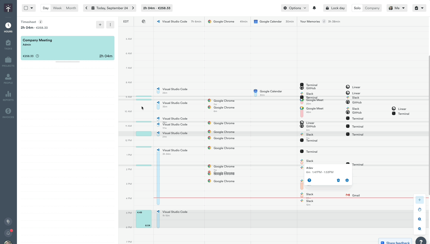 Adjusting time logged