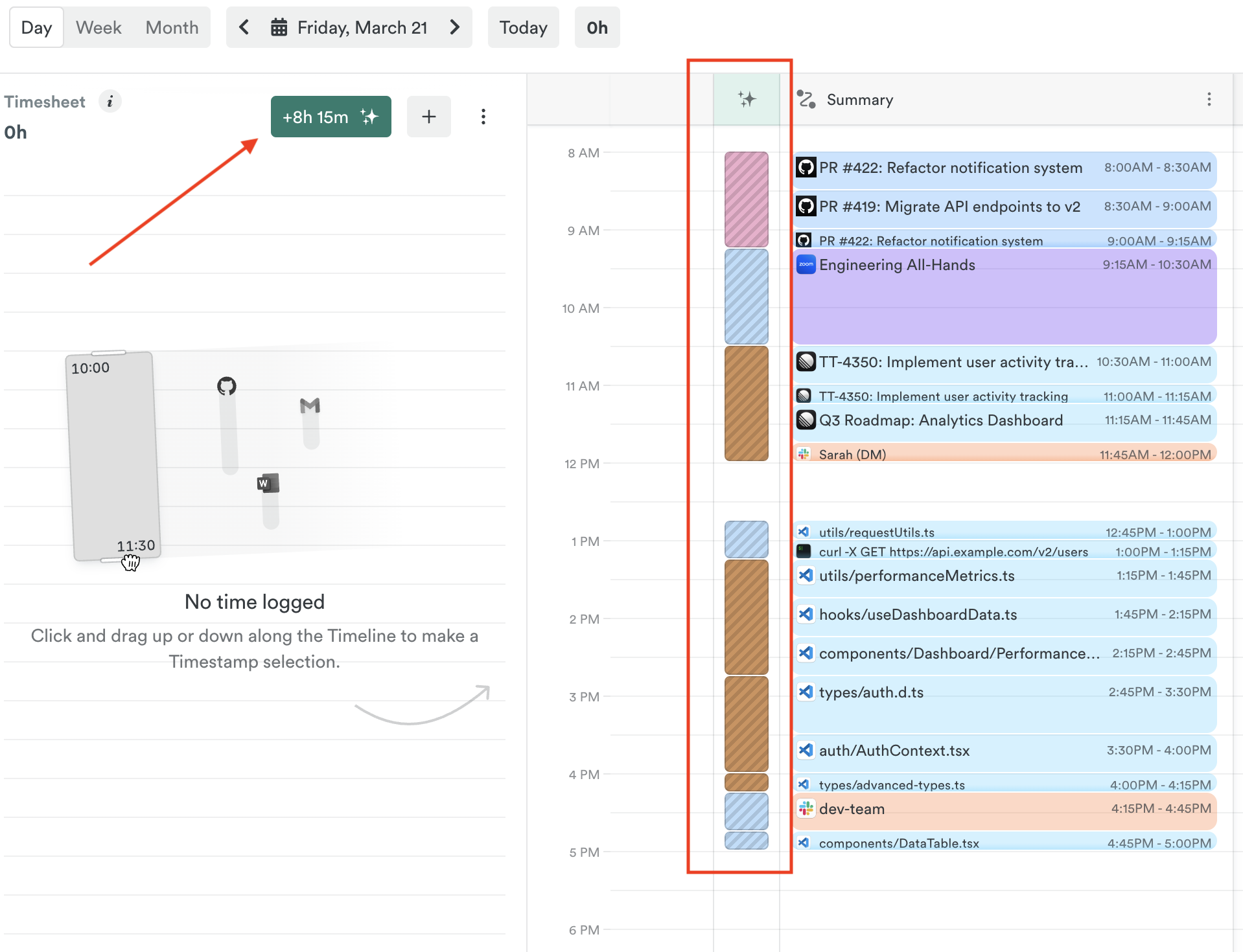 AI Timesheet Assistant column