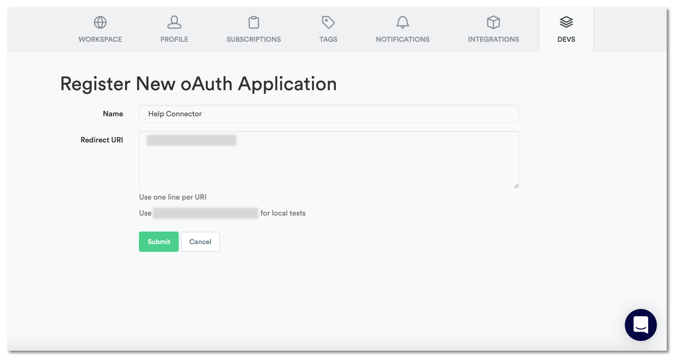 Register OAuth app
