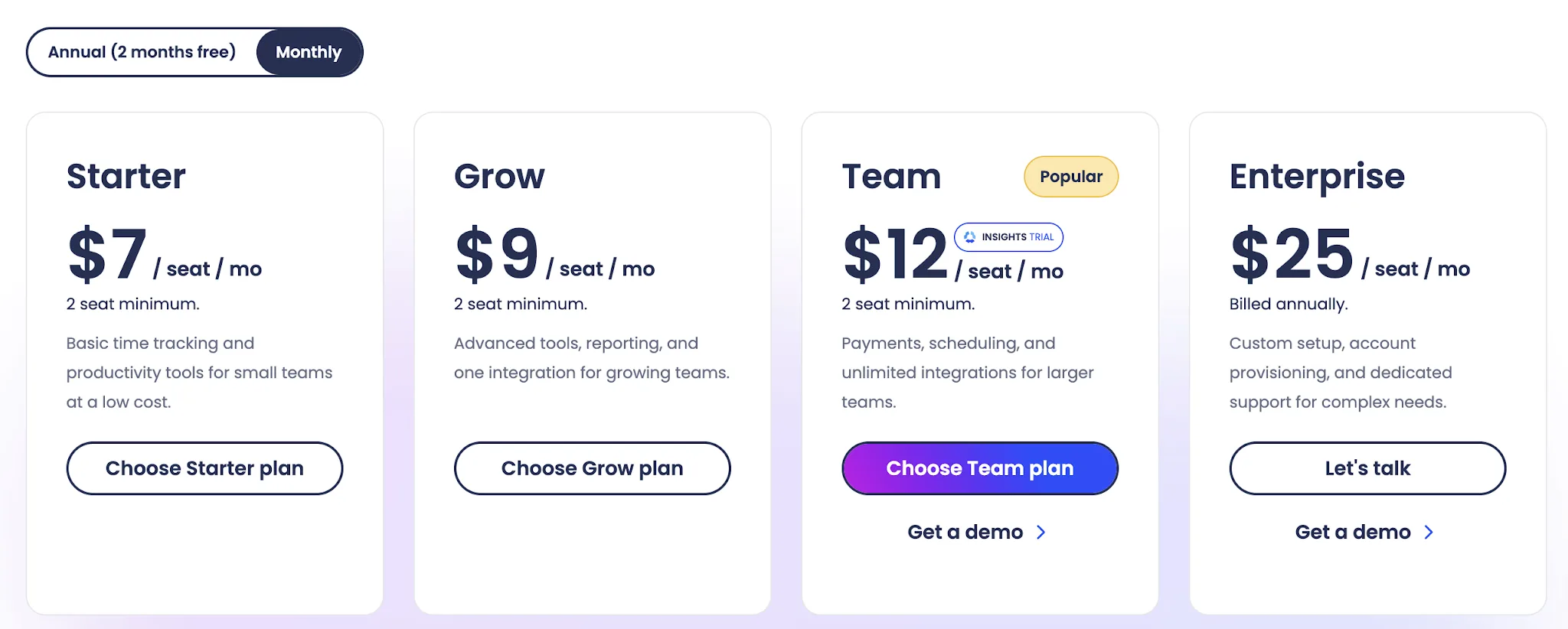 Hubstaff pricing plans overview