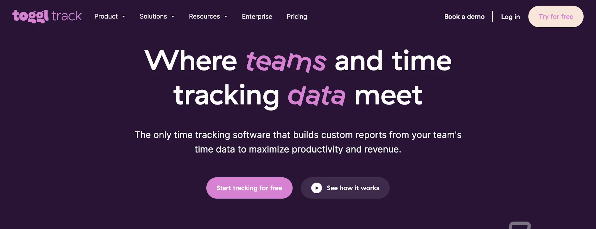Toggl Track time tracking interface
