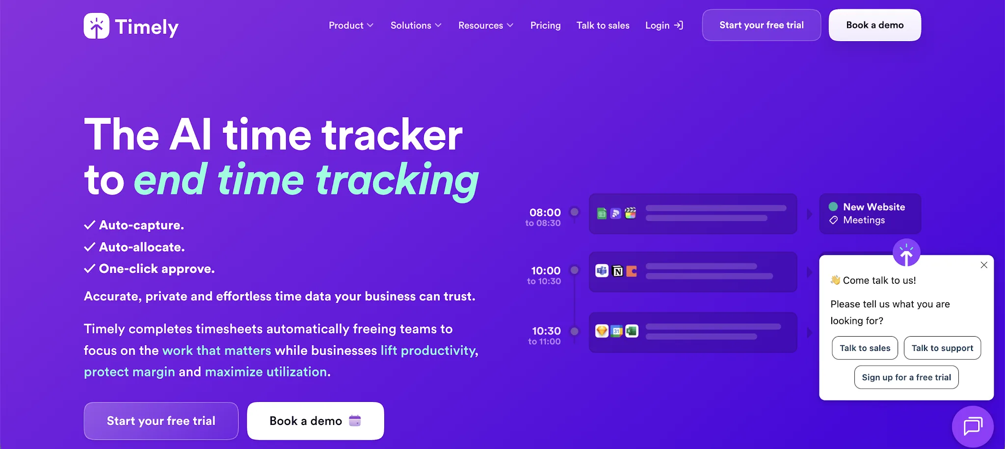 Timely automatic time tracking dashboard