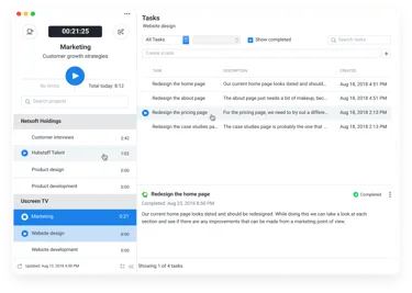 Project and task management in Hubstaff