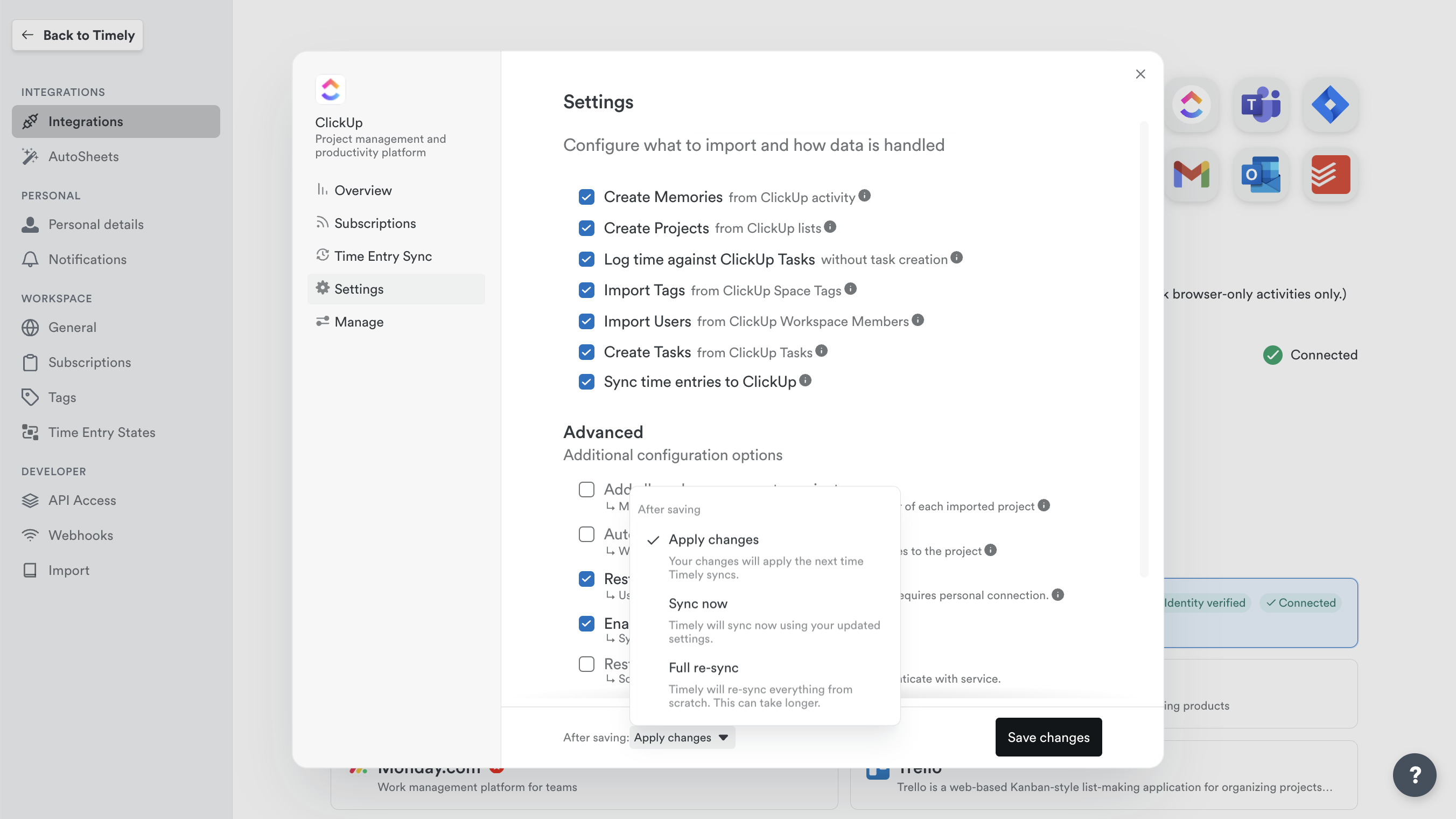 Integrations configuration