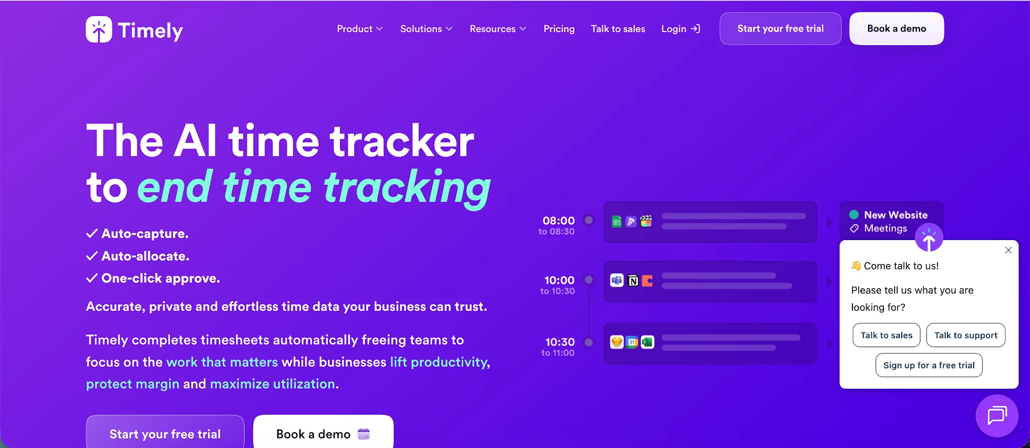 Timely automatic time tracking dashboard