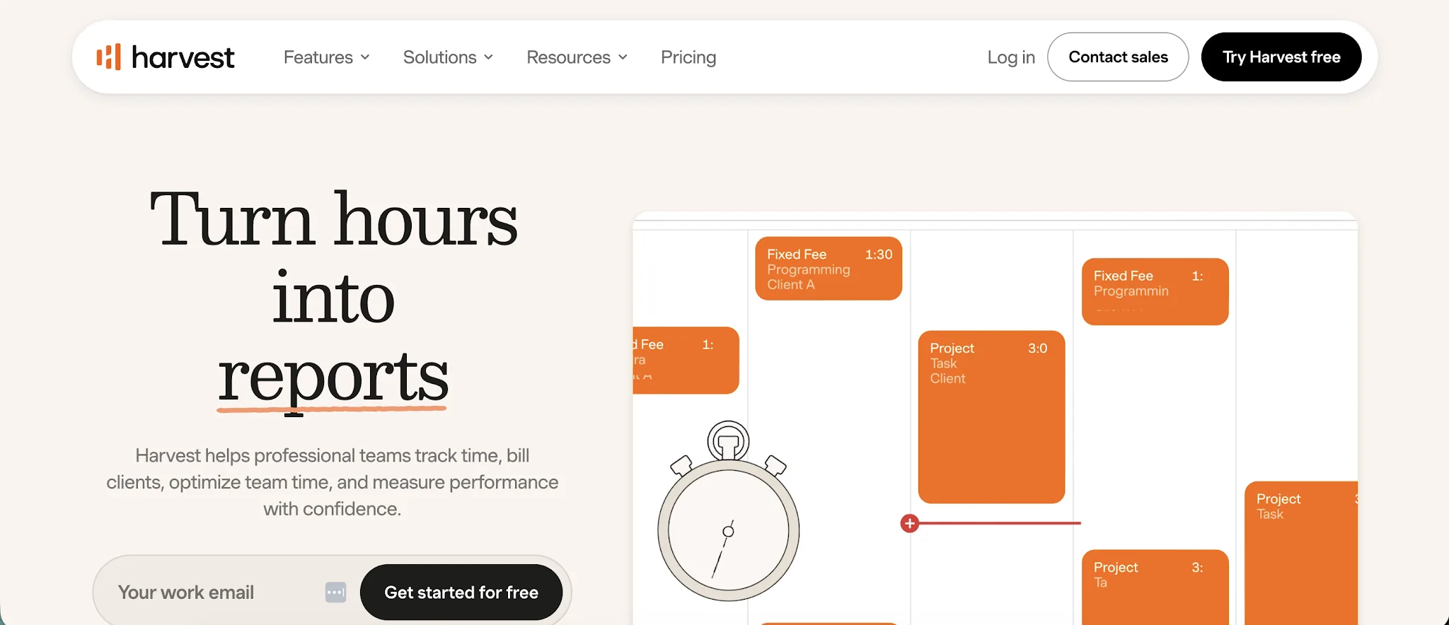 Harvest time tracking and invoicing interface