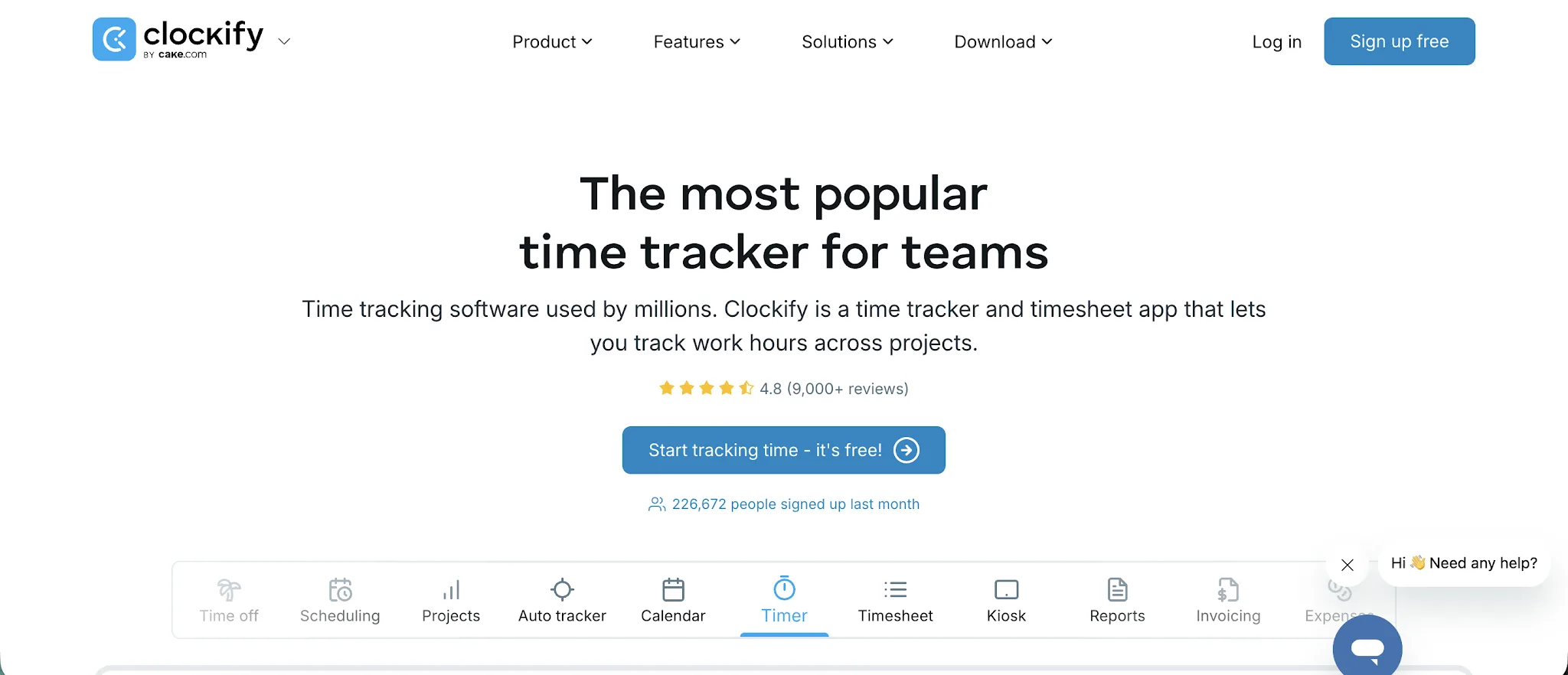Clockify timesheet and project tracking view