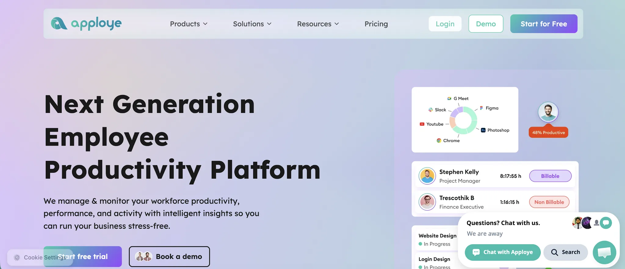 Apploye time tracking and employee monitoring dashboard