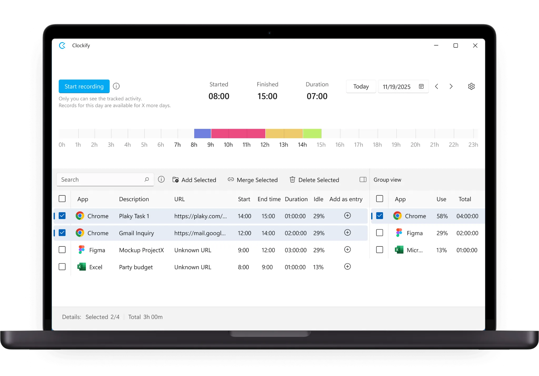 Automatic tracking options — TimeCamp