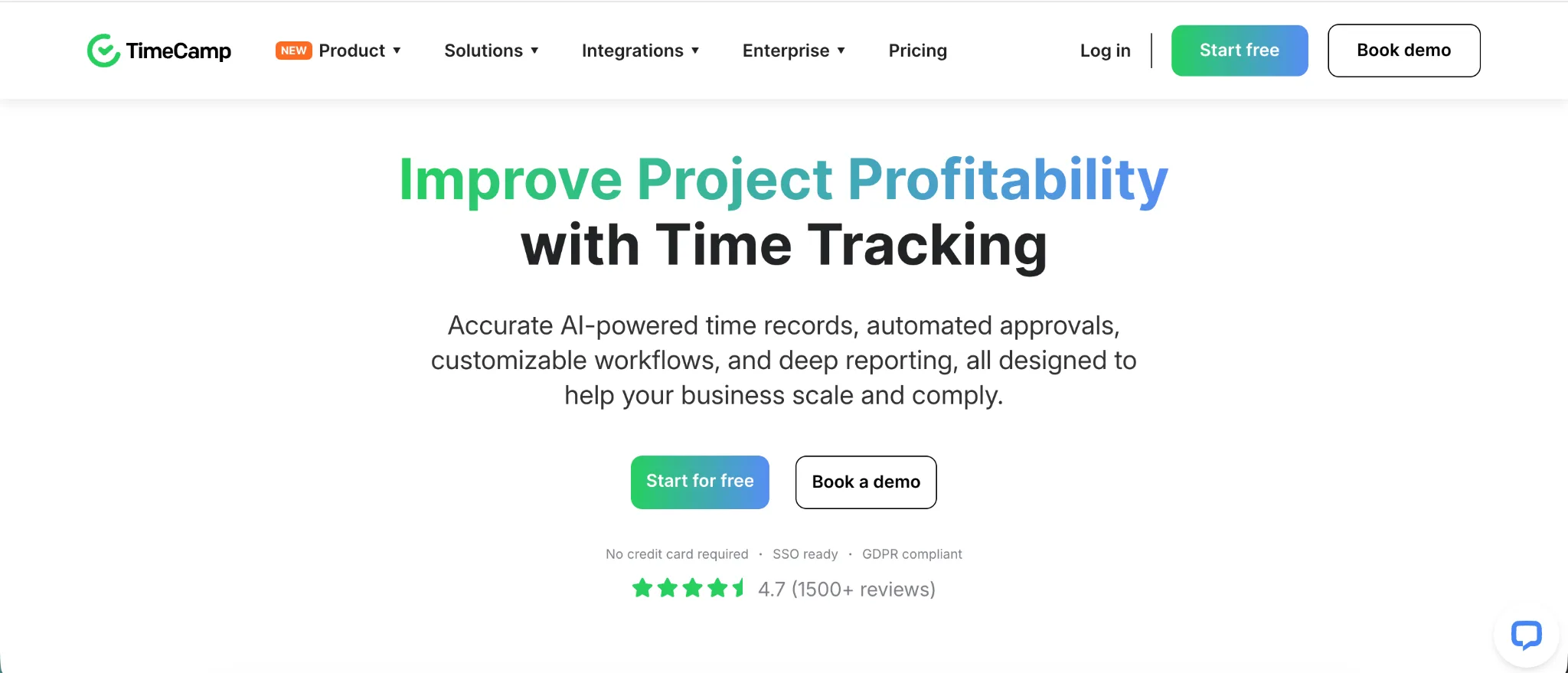 TimeCamp project and billing dashboard