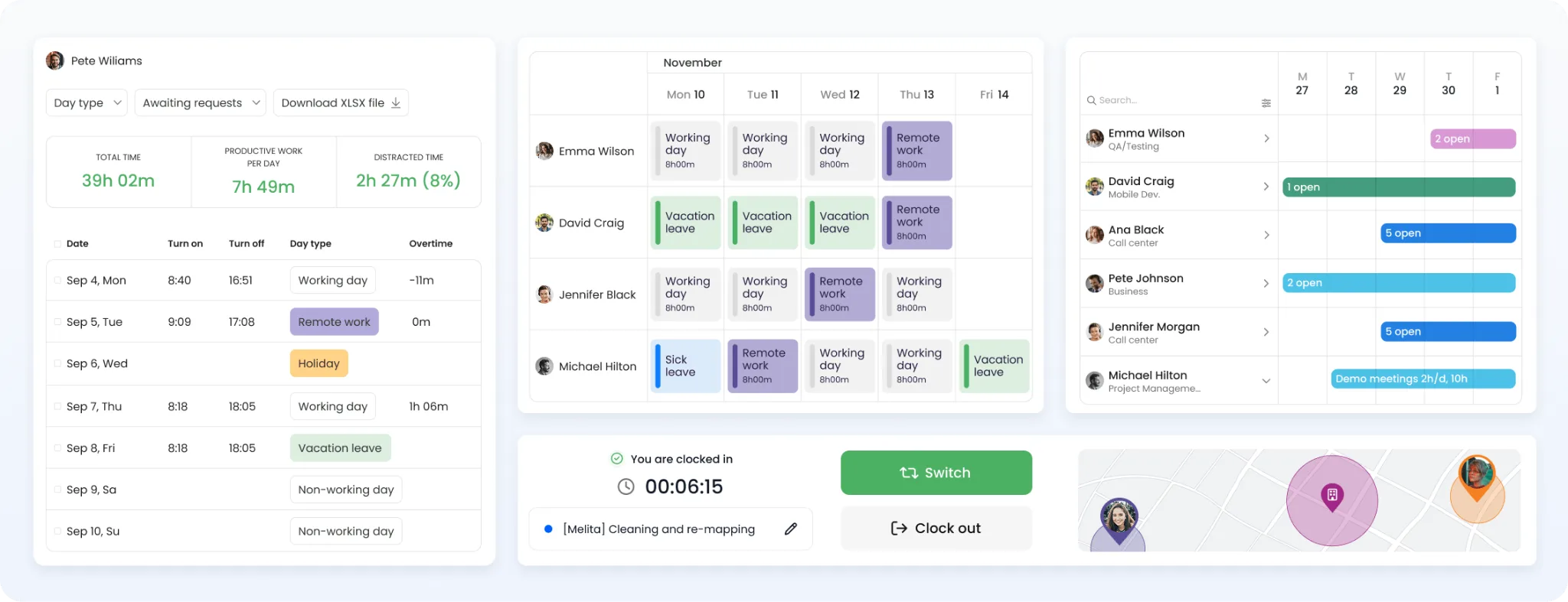 TimeCamp timesheet approvals and attendance module